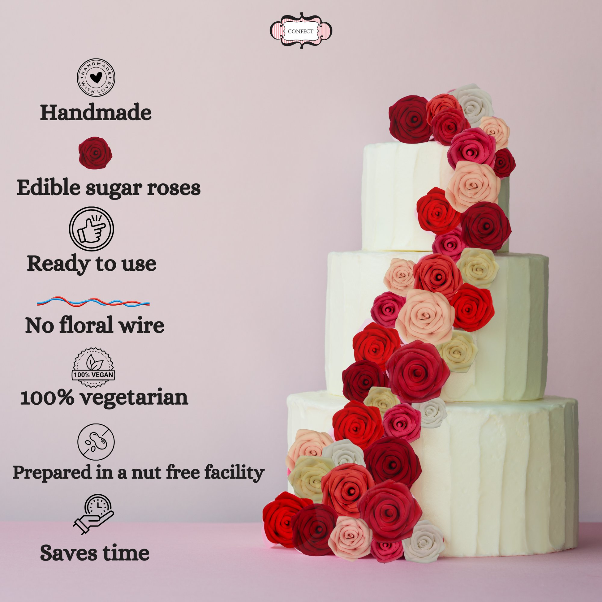 Confect Royal Fuchsia Pink | Edible Sugar Roses Topper