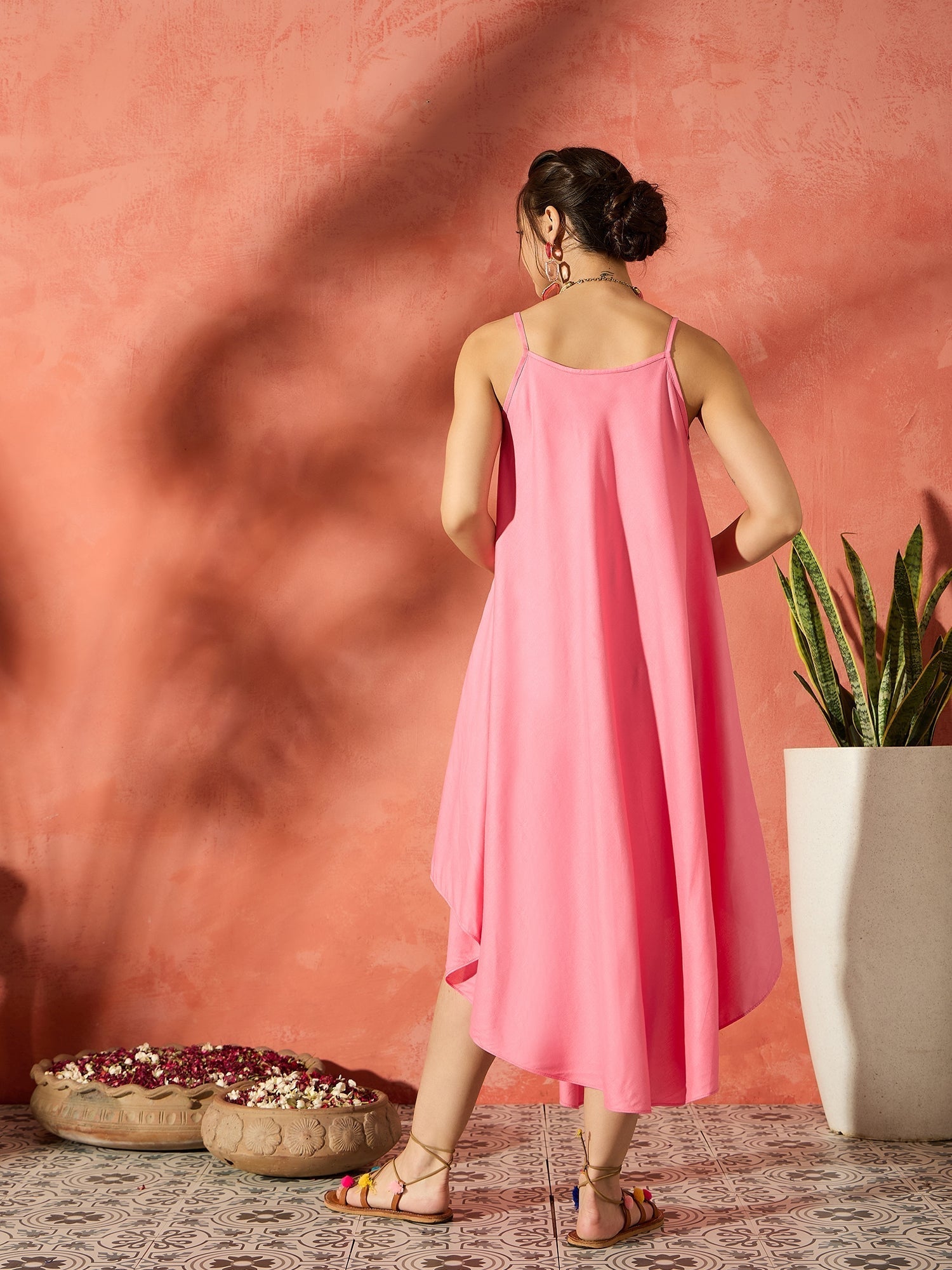InWeave Purple Floral Peach Asymmetrical Dress 