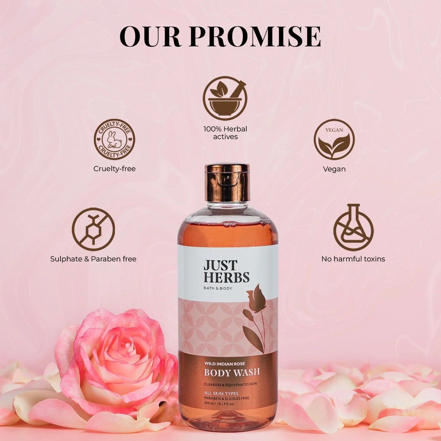 Shatpatri Wild Indian Rose - Gentle Body Wash 300ml 