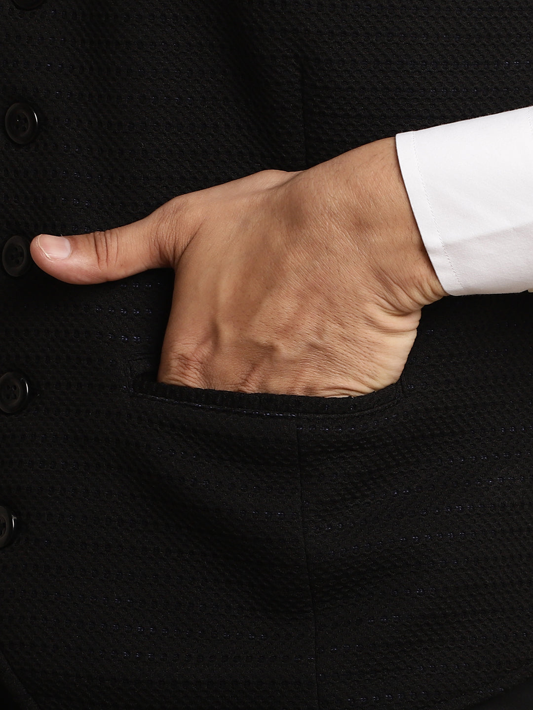 Even Apparels Men's Black Waistcoat with Notched Lapel - Grab2buy