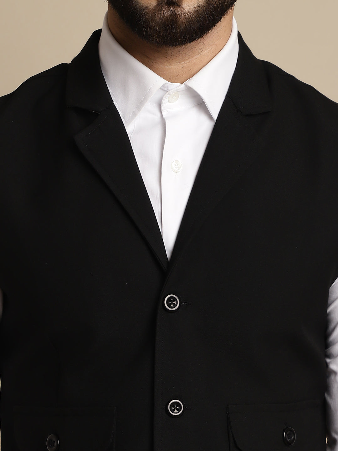 Even Apparels Men's Black Waistcoat with Notched Lapel 