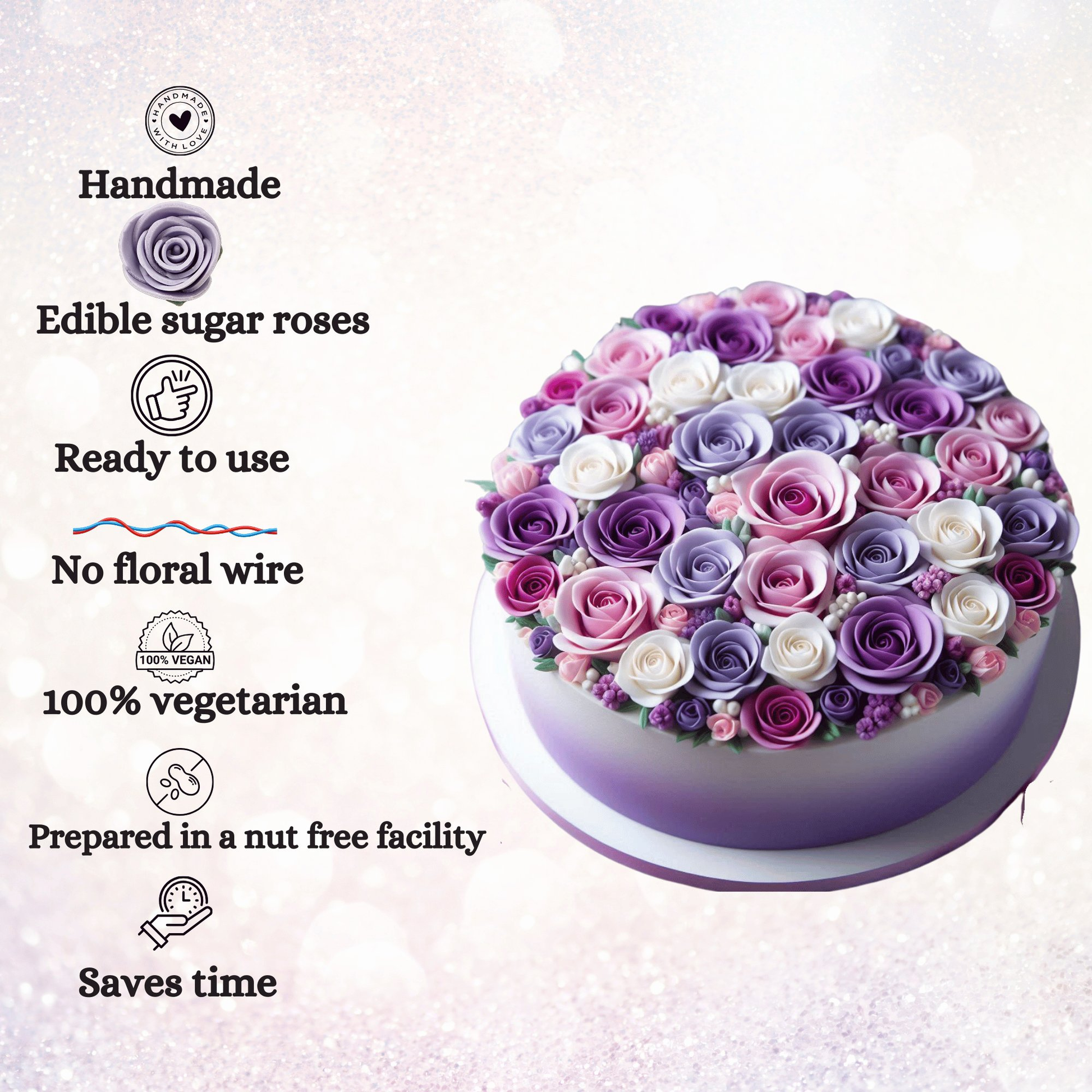 Confect Ombre- 6 | Edible Sugar Roses Topper