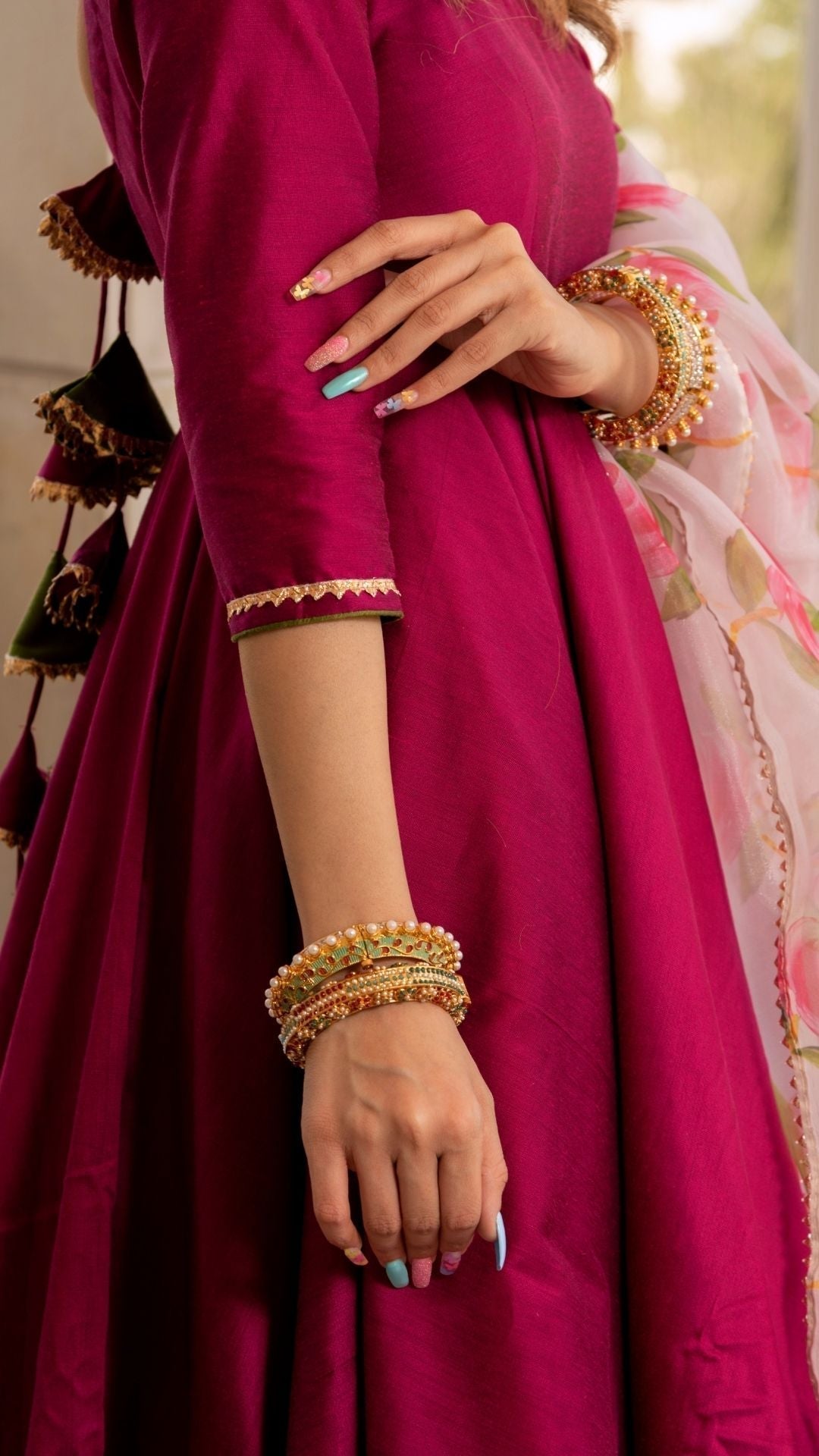 Pomcha Jaipur Magenta Lilly Anarkali Set 