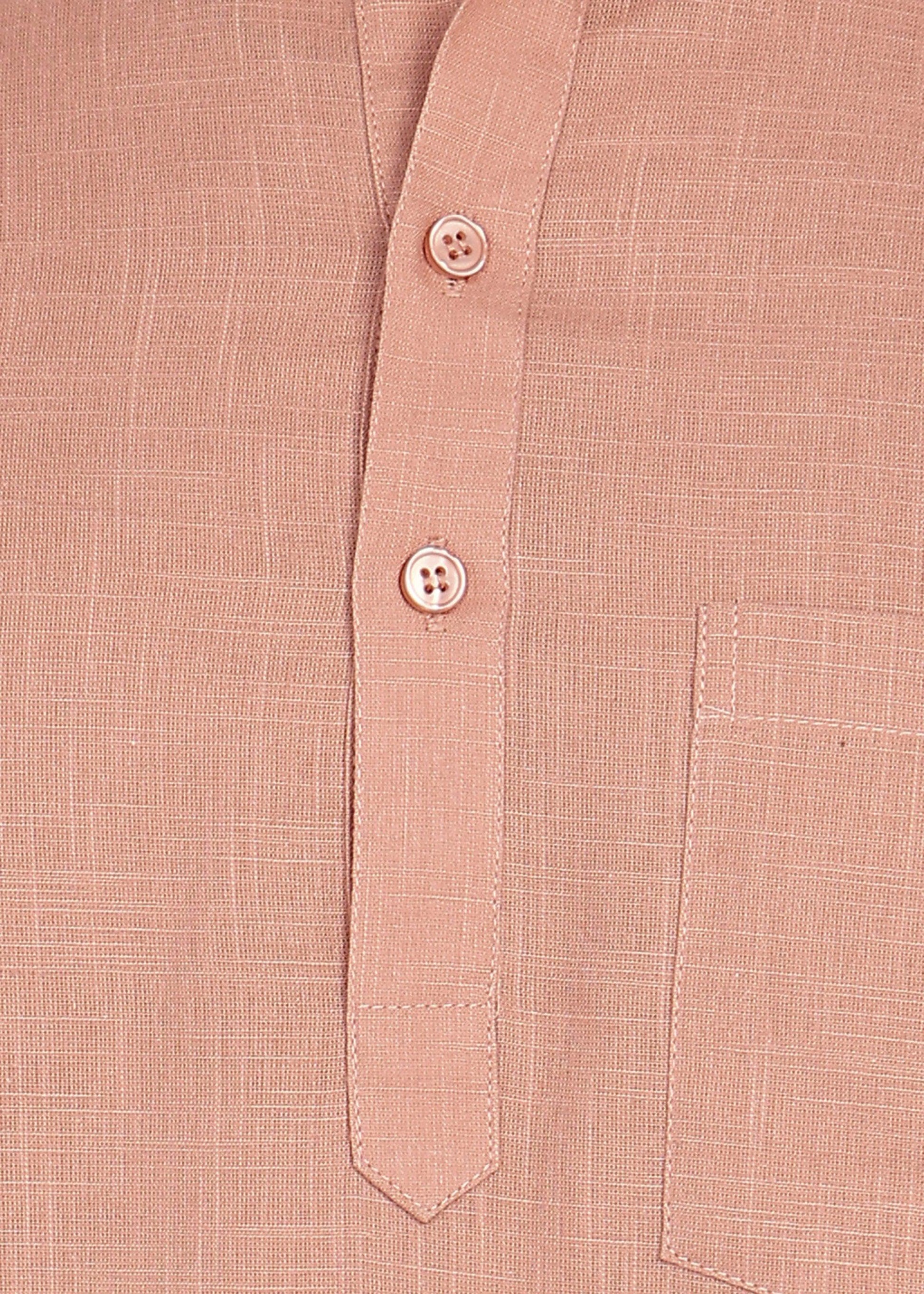Fabmade Men’S Peach Linen Short Kurta Set