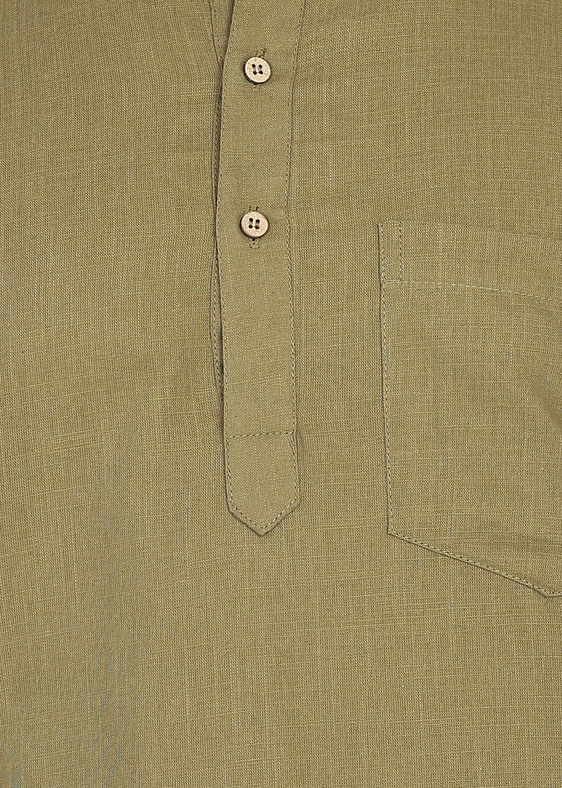 Fabmade Olive Root Linen Short Kurta