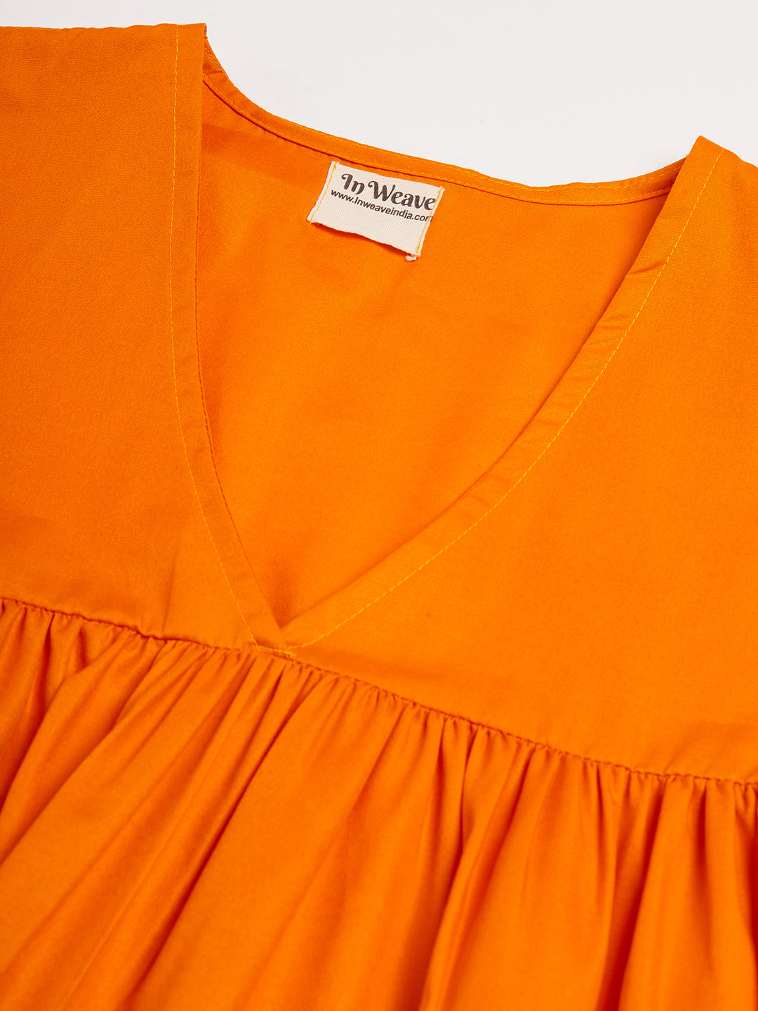 InWeave Women's Orange Flared Kurta Palazzo Set 