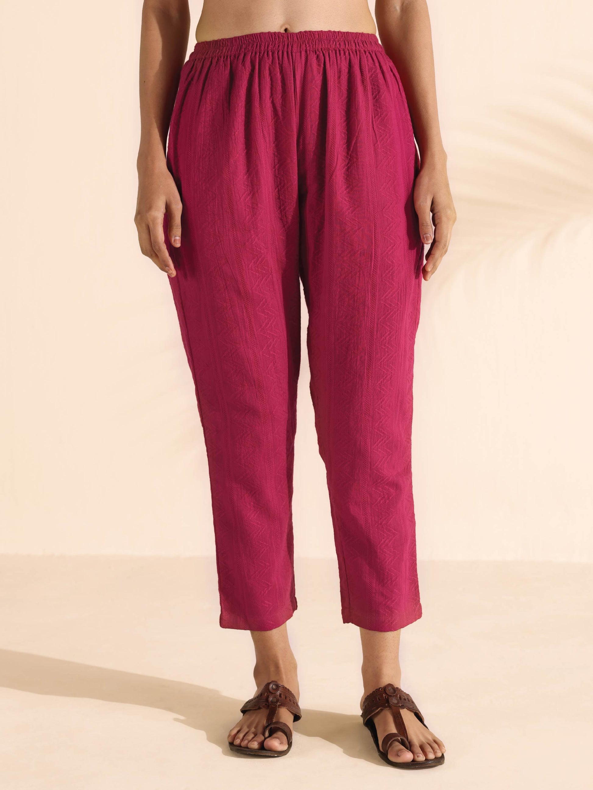 trueBrowns Carrot Cotton Dobby Kurta Pant Set 