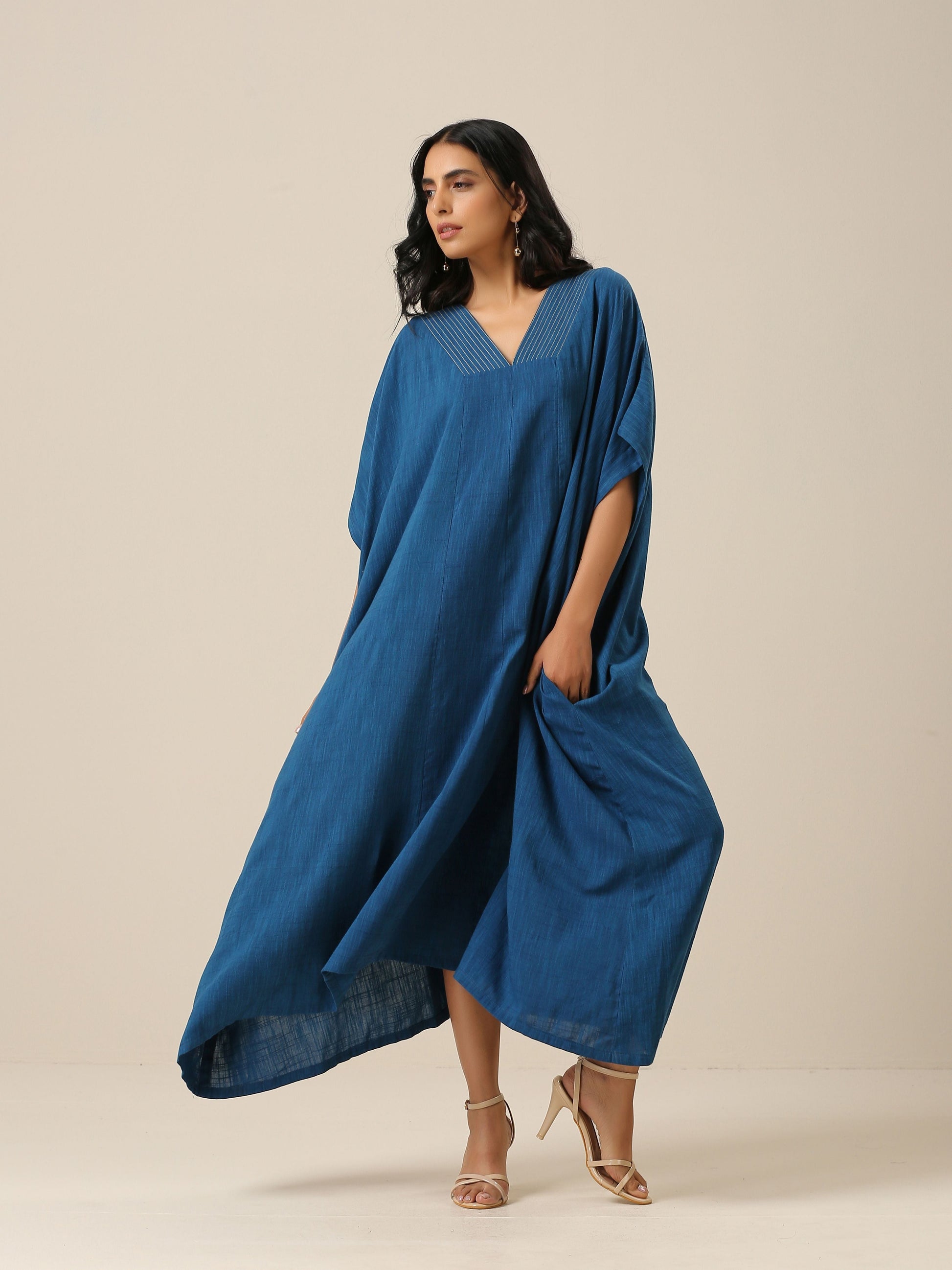 trueBrowns Classic Blue Panel Kaftan dress 