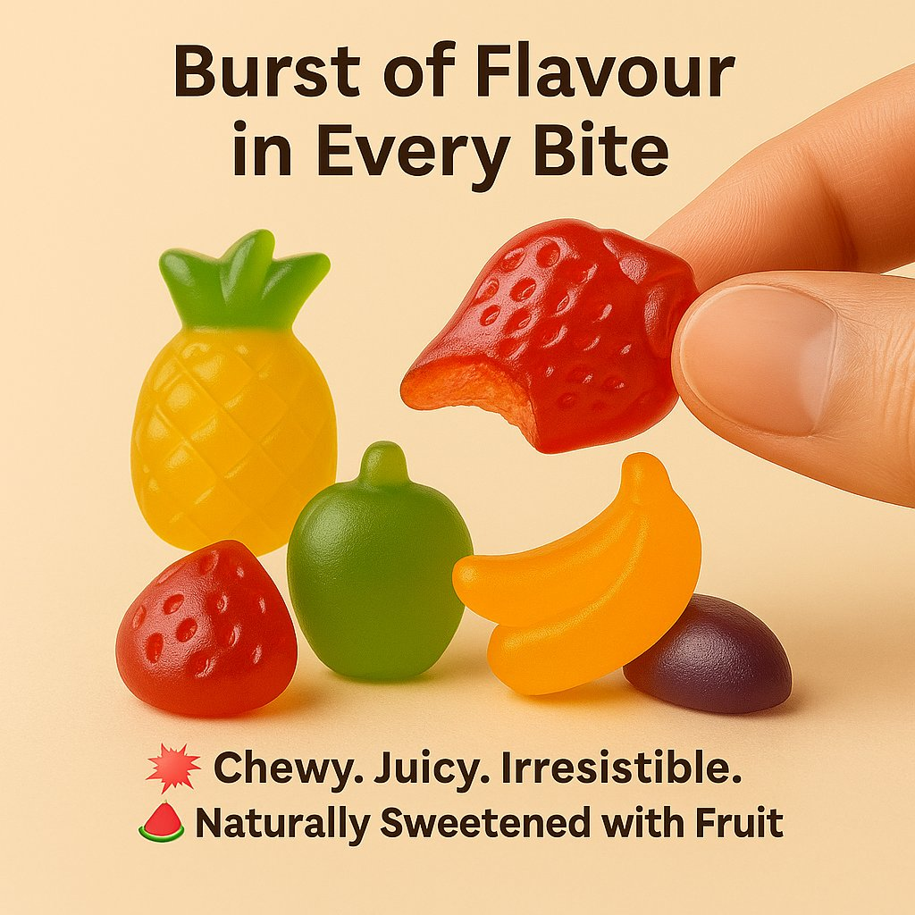 Confect Fruity Classic Gummies | Pack of Strawberry, Watermelon, Grape, Orange, Apple, Banana Gummies |