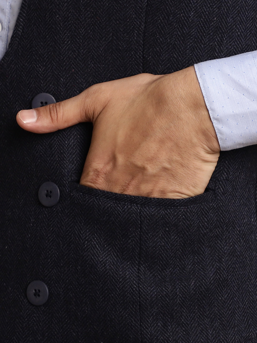 Even Apparels Men's Blue Woolen Double Breast Waistcoat - Grab2buy