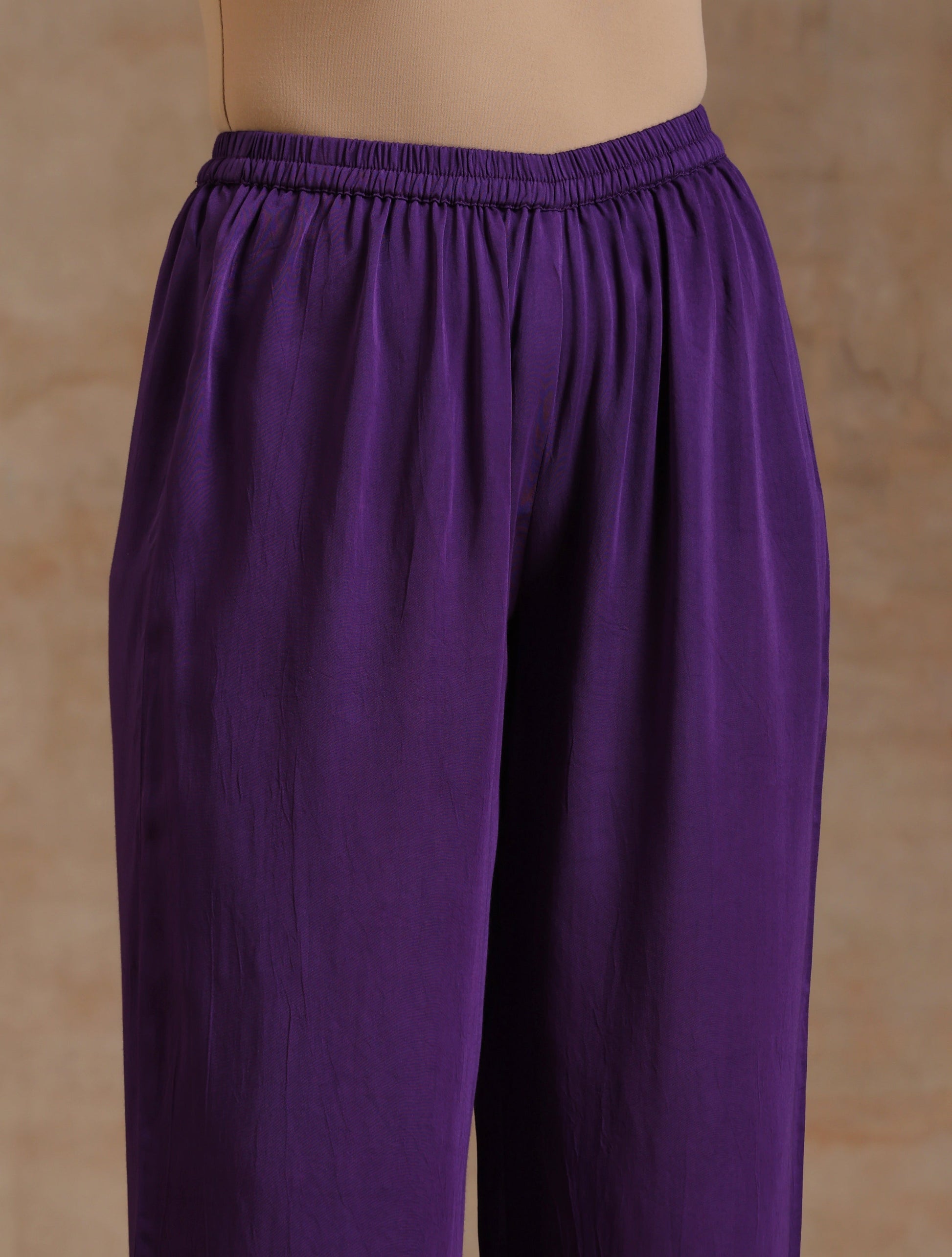 trueBrowns Violet Modal Satin Kaftan Kurta Set 