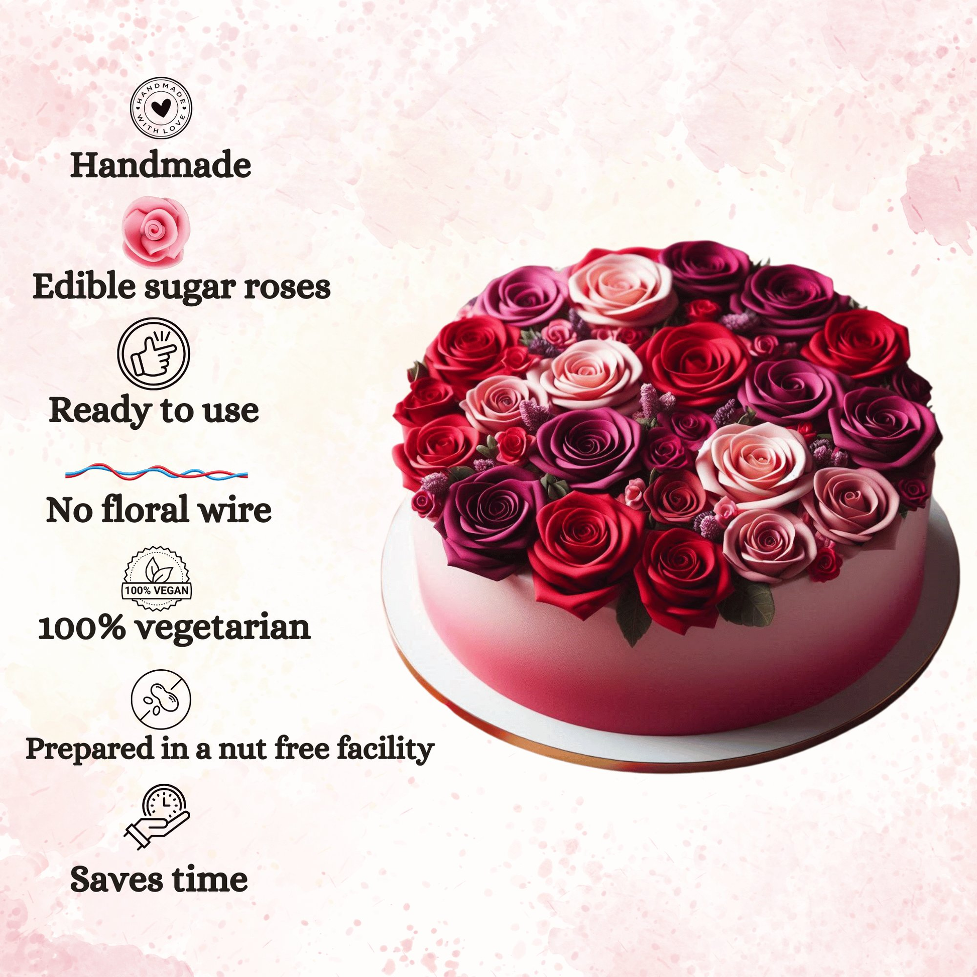 Confect Ombre- 2 | Edible Sugar Roses Topper
