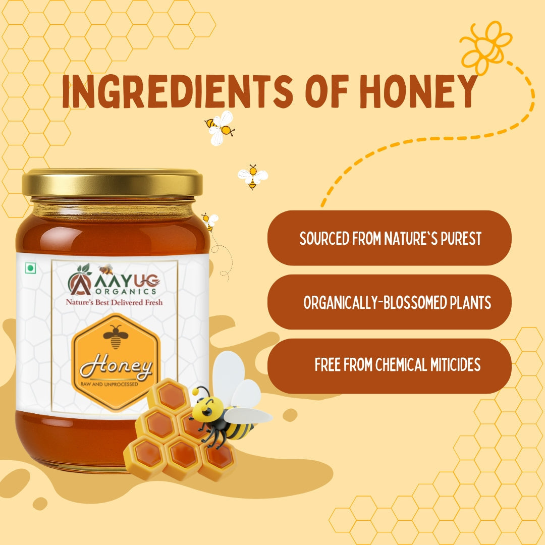 Aayug Organics Organic and Raw Honey, 100% Natural and Ayurvedic, Rich in Vitamins and Minerals 