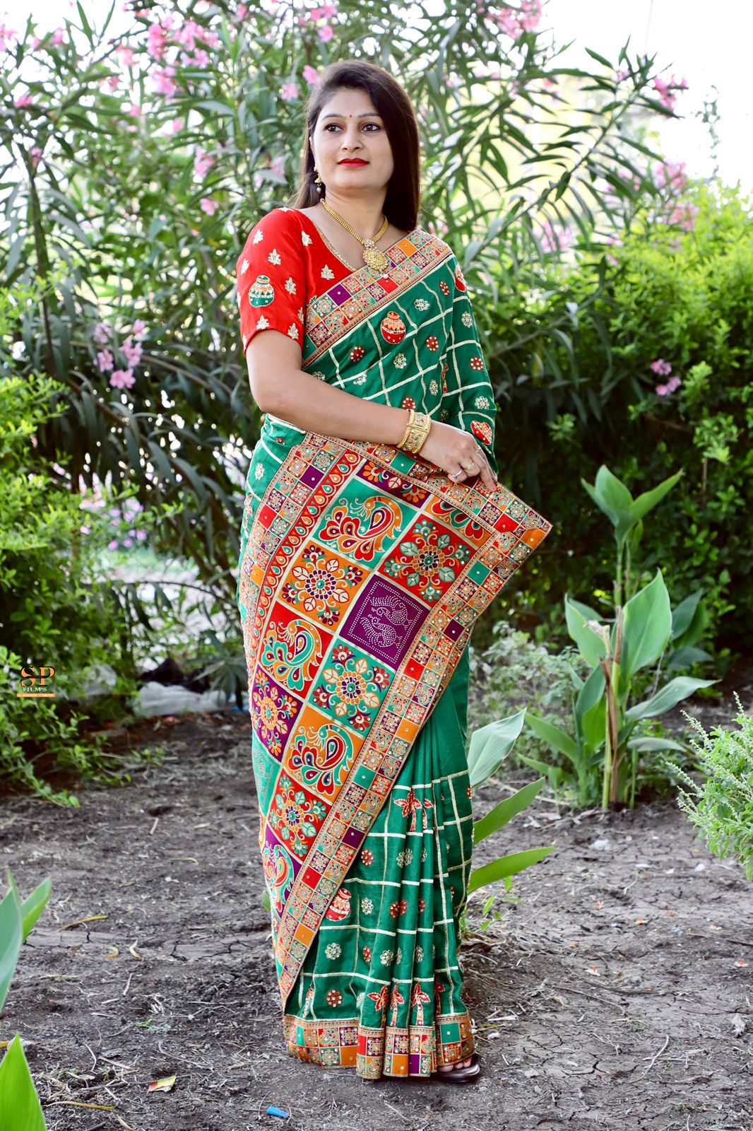 Lorenvalley Fashion Premium Green Dola Silk Embroidery and Diamond work with Jacquard Lace Border Grab2Buy 