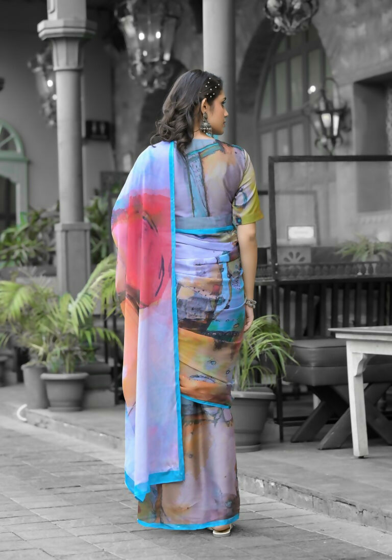 stylish Casual Multi Imported georgette Ready to Wear Fancy Saree - Ashwini