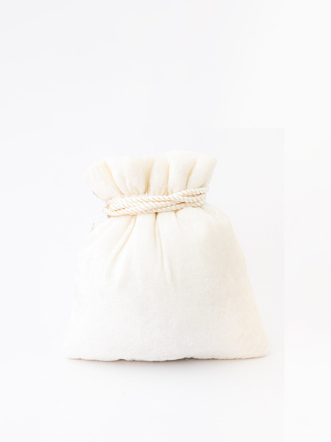 NR By Nidhi Rathi White Mirror Work Embroidered Potli Clutch - Grab2buy