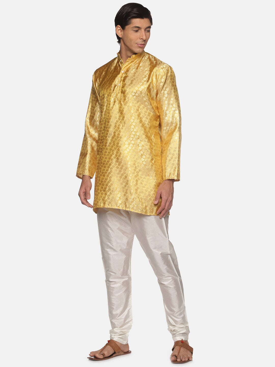 Sethukrishna Gold-Toned Kurta with Pyjamas For Men