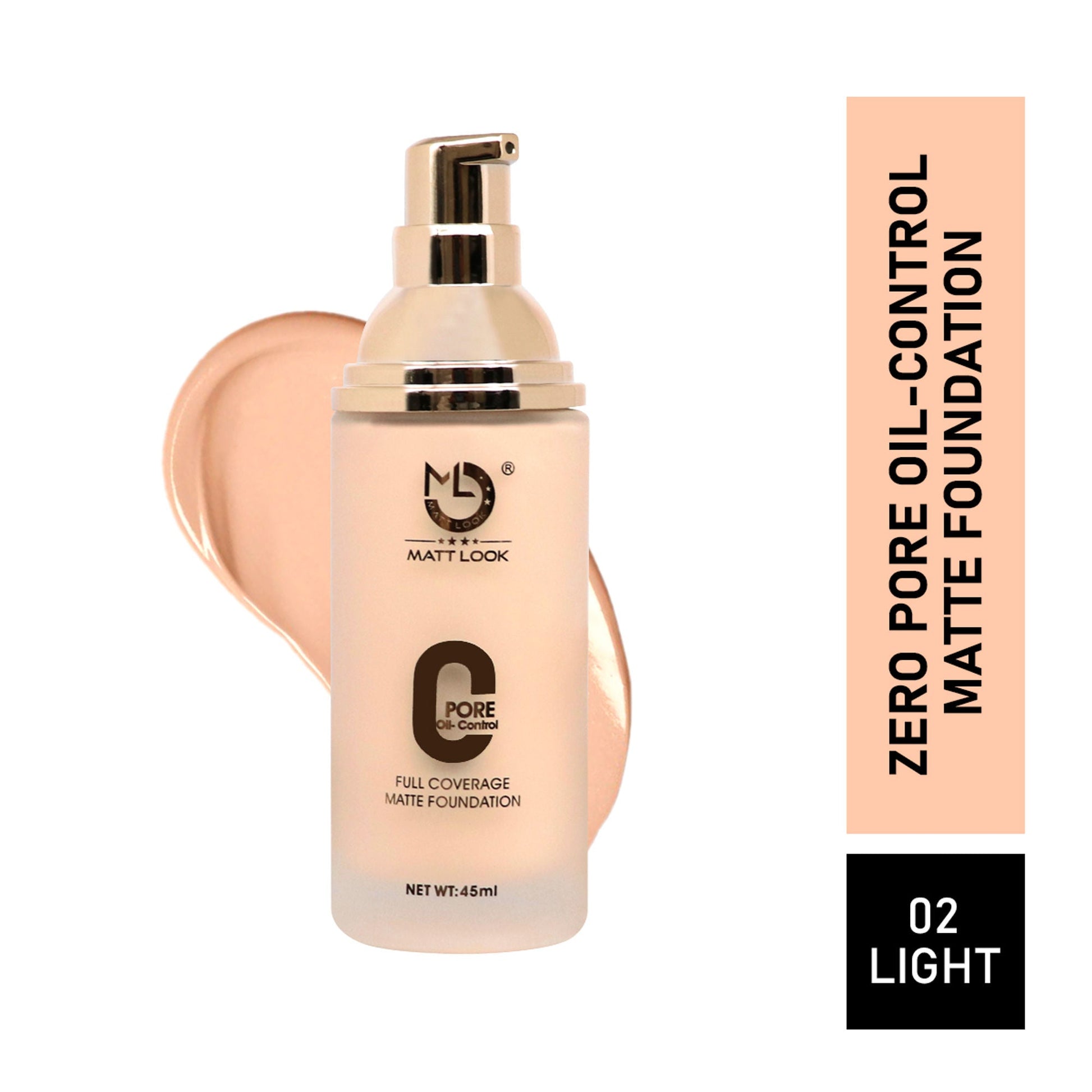 Matt Look Zero Pore Oil Control Full Coverage Matte Foundation - Light 