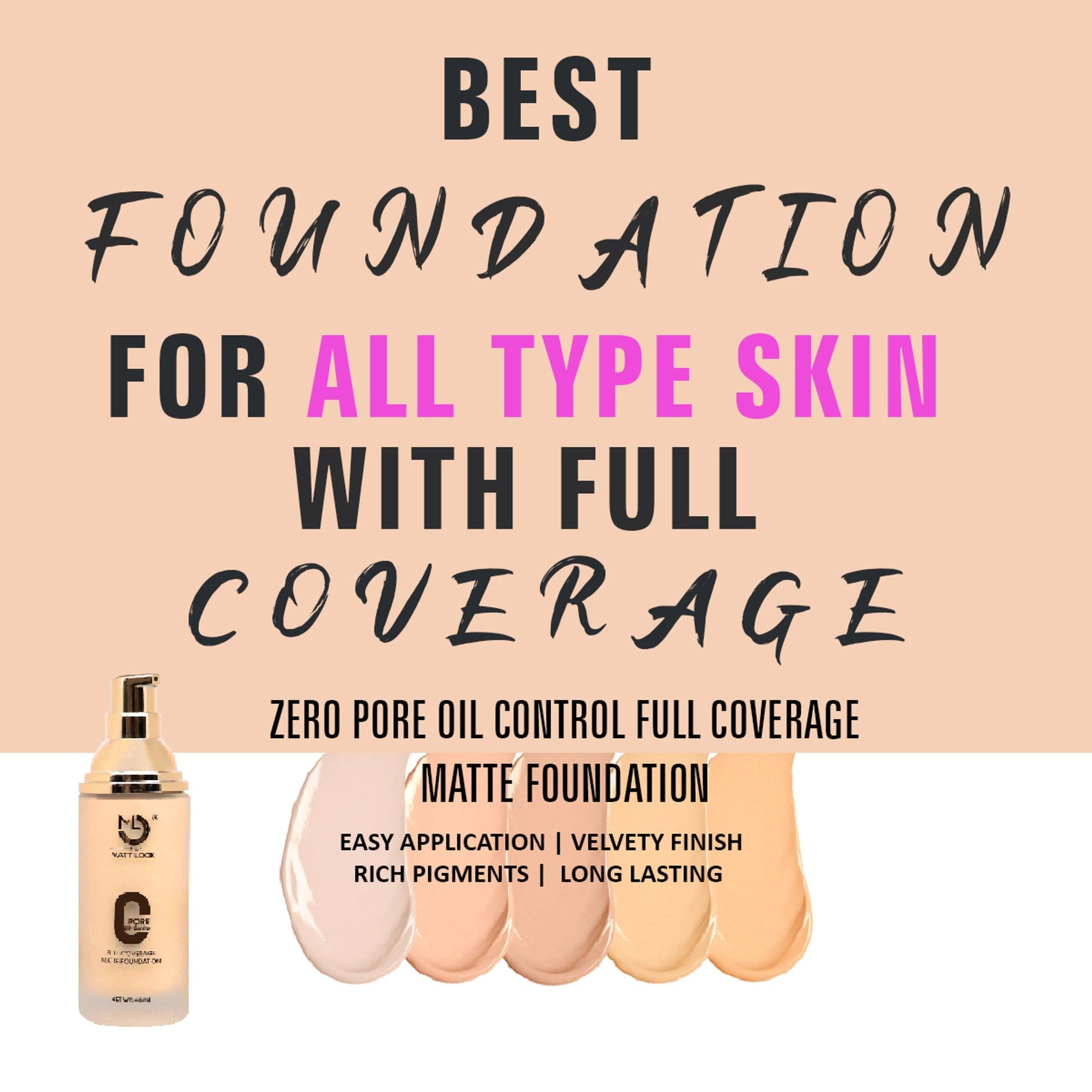 Matt Look Zero Pore Oil Control Full Coverage Matte Foundation - Light 