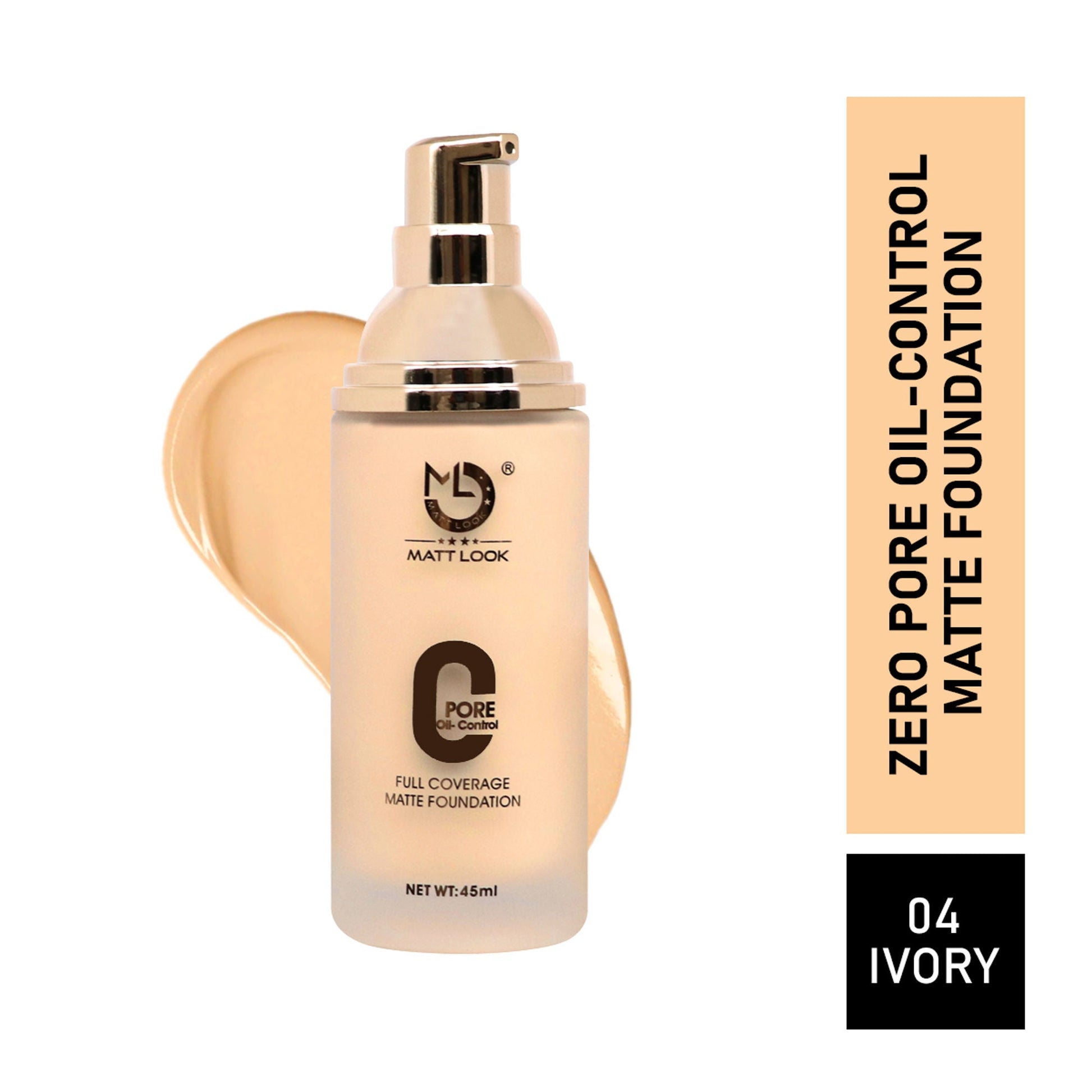 Matt Look Zero Pore Oil Control Full Coverage Matte Foundation - Ivory 