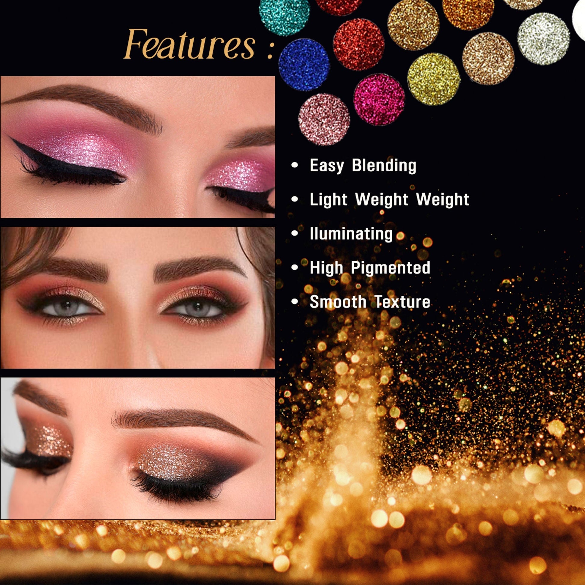 Matt Look Glitterz N Highlight 18 Color Glittering Eyeshadow Palette - Limited 