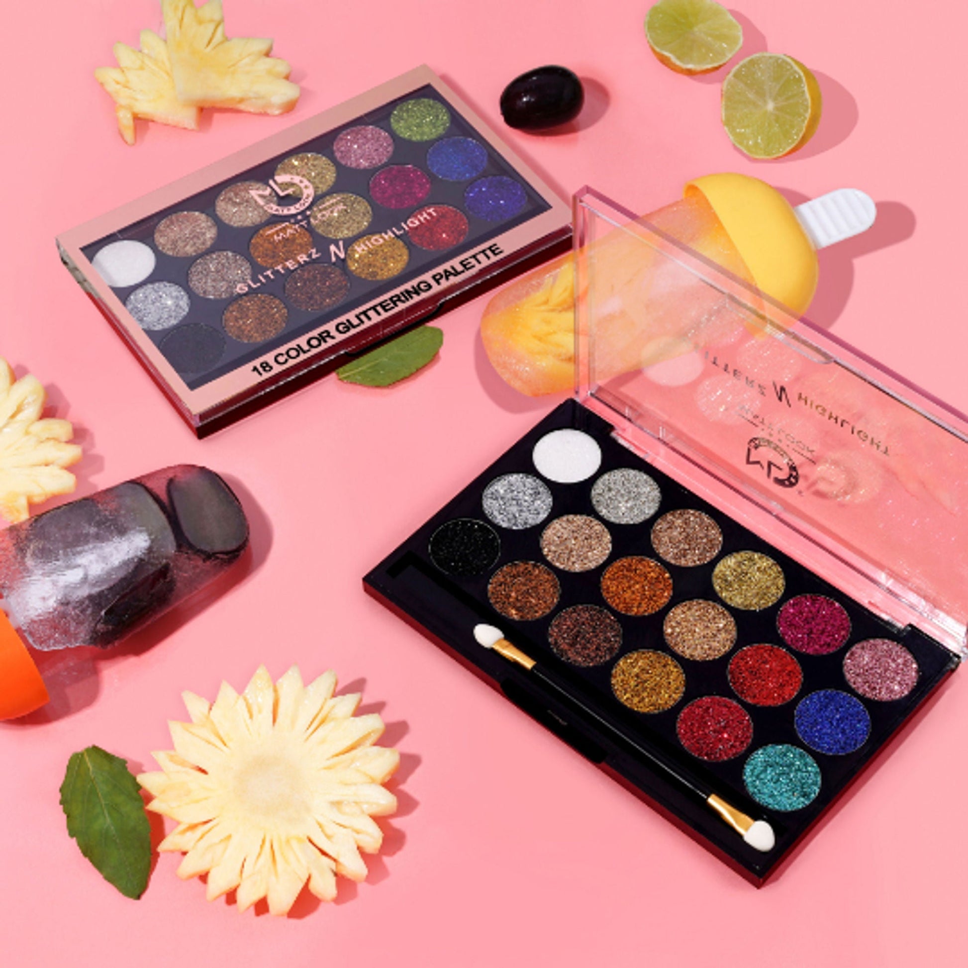 Matt Look Glitterz N Highlight 18 Color Glittering Eyeshadow Palette - Limited 