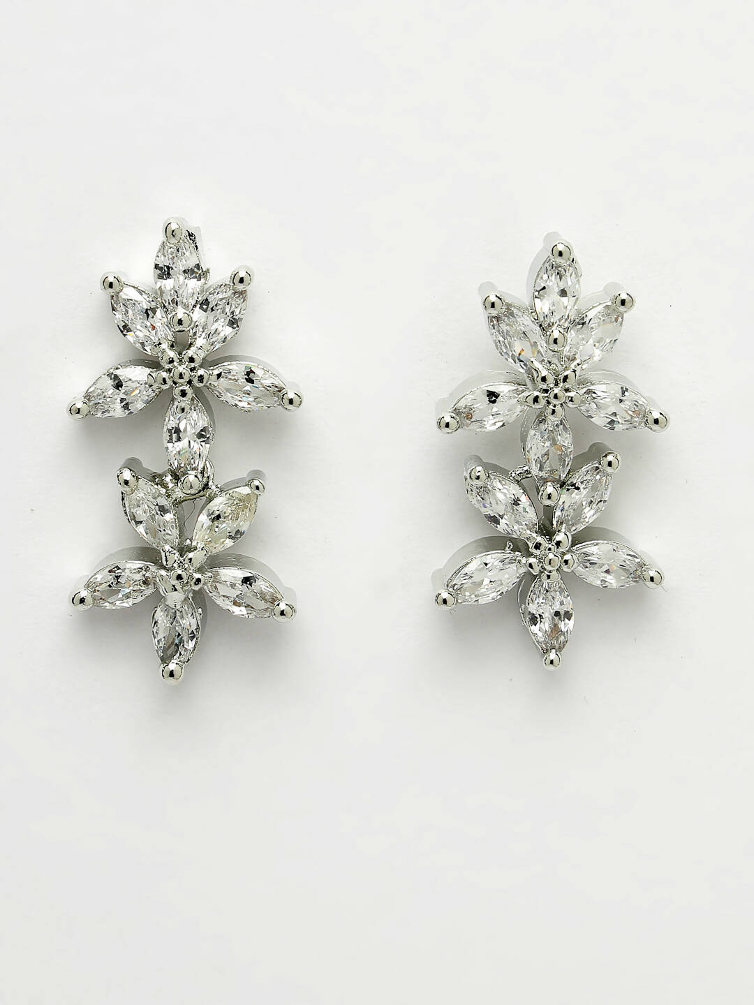 NVR Women Silver Plated Cz Stone Handcrafted Jewellery Set - Grab2buy