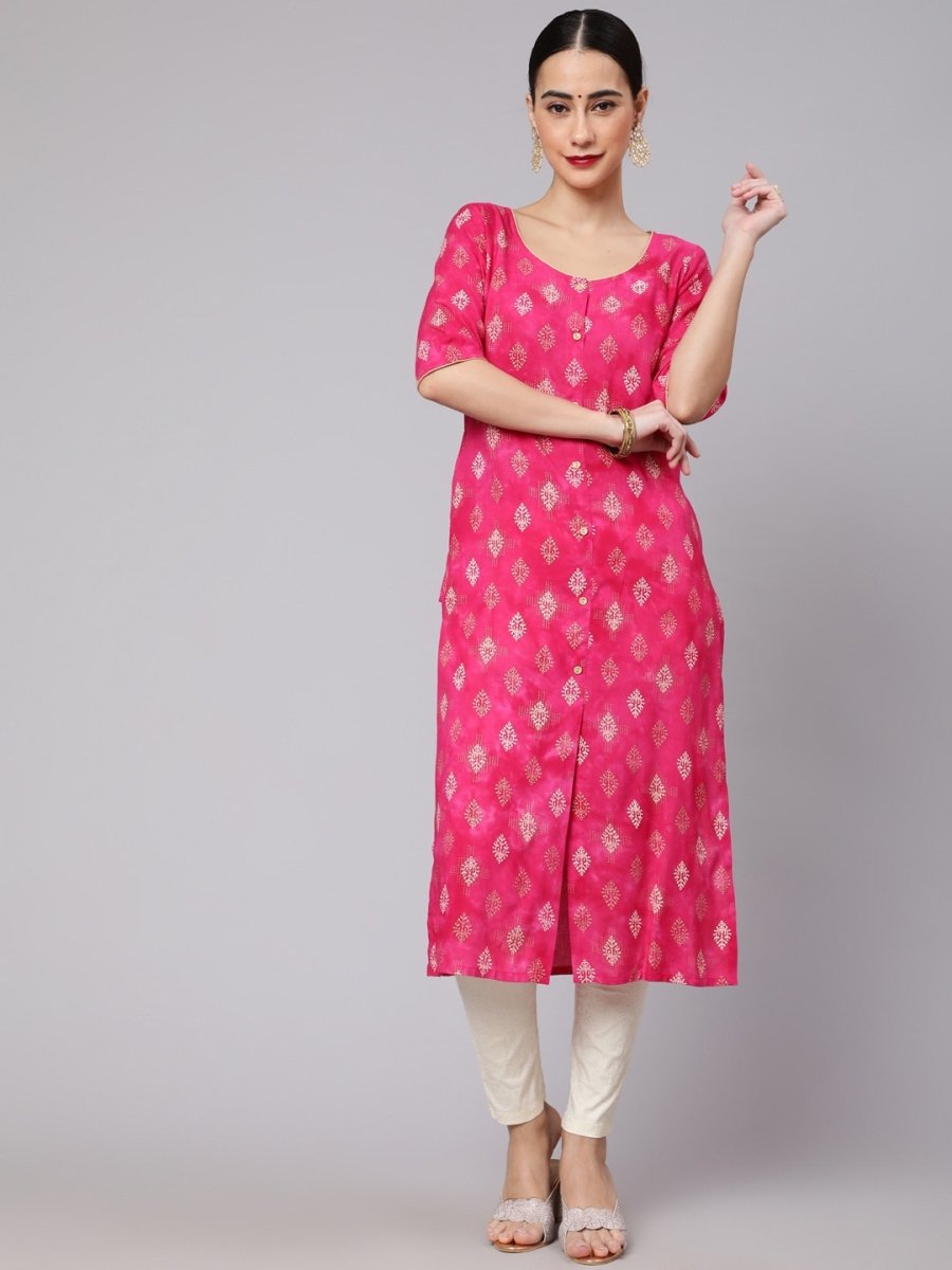 Aks Ethnic Motif Printed Cotton Straight Kurta