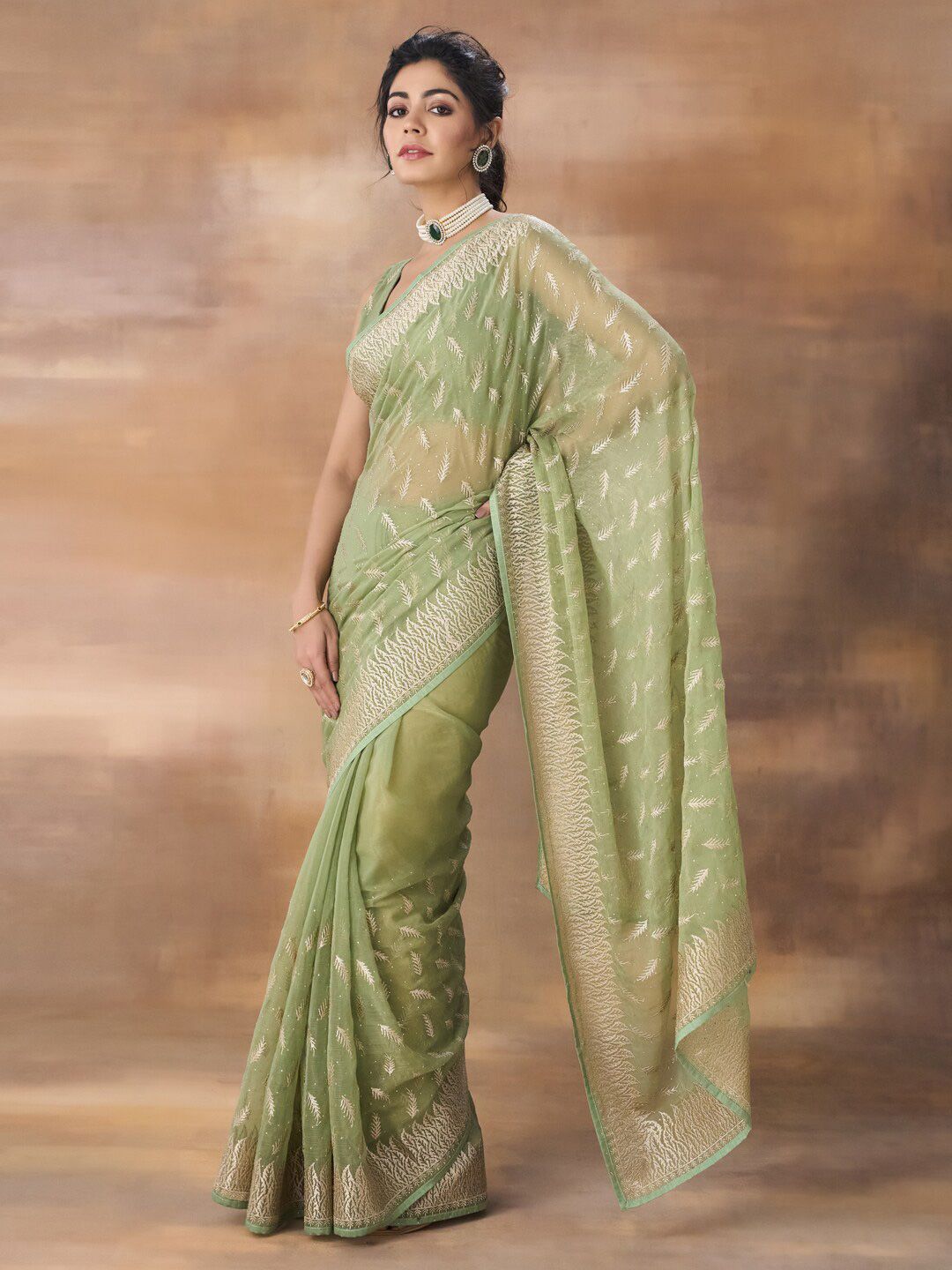 kasee Floral Embroidered Art Silk Saree
