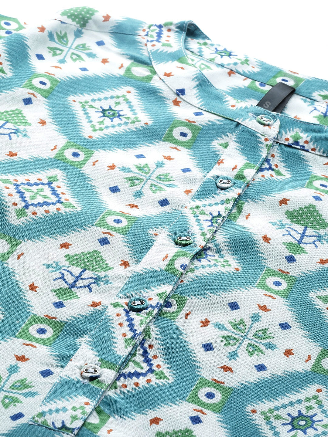 HERE&NOW Women Blue & White Ethnic Motifs Print Kurta