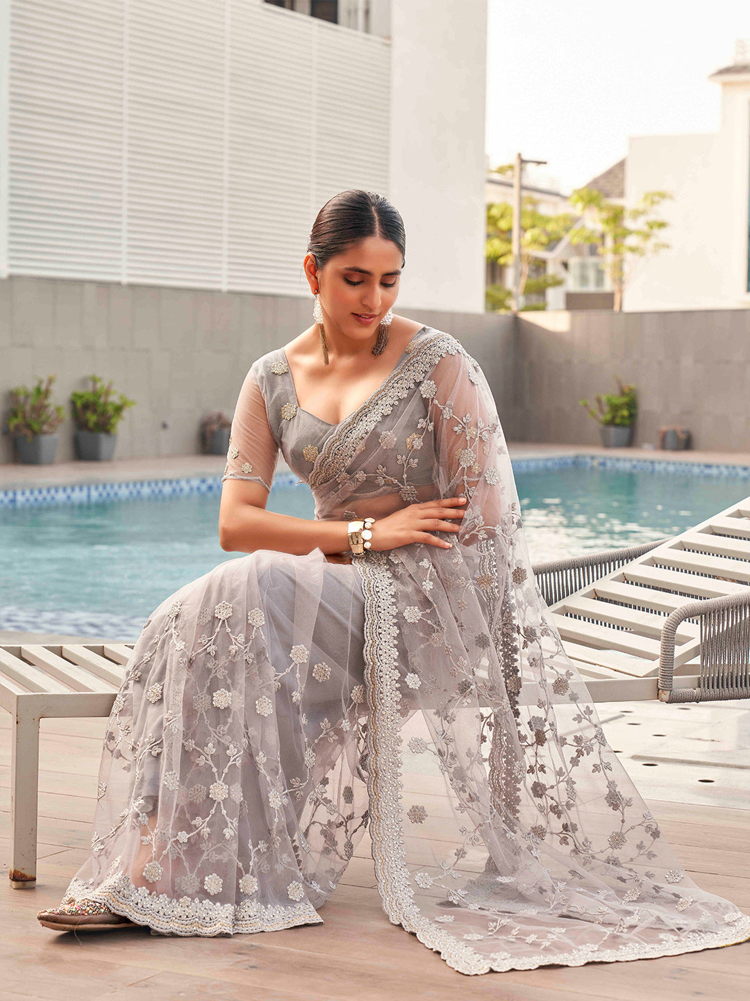 Tikhi Imli Embroidered Net Heavy Work Grab2Buy 