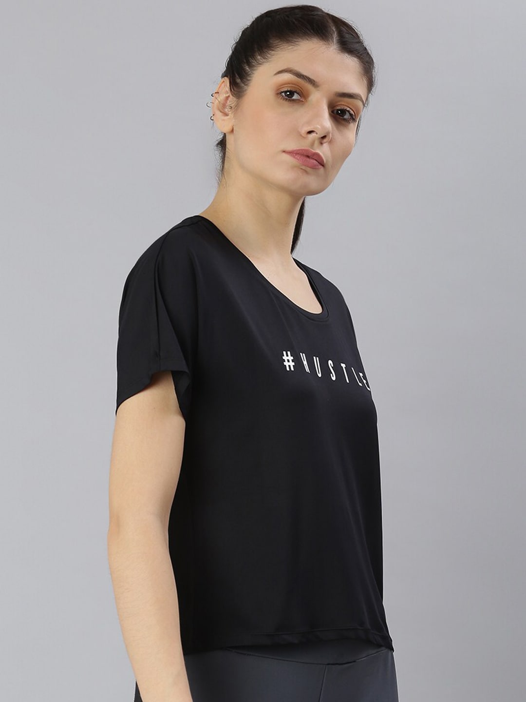 MKH Typography Printed Round Neck Crop Sports T-shirt 