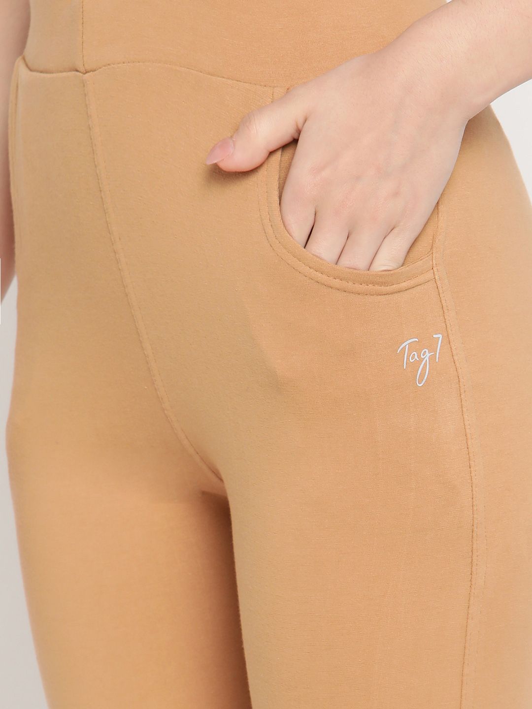TAG 7 Pack of 2 Beige & Mustard Yellow Ankle-Length Leggings