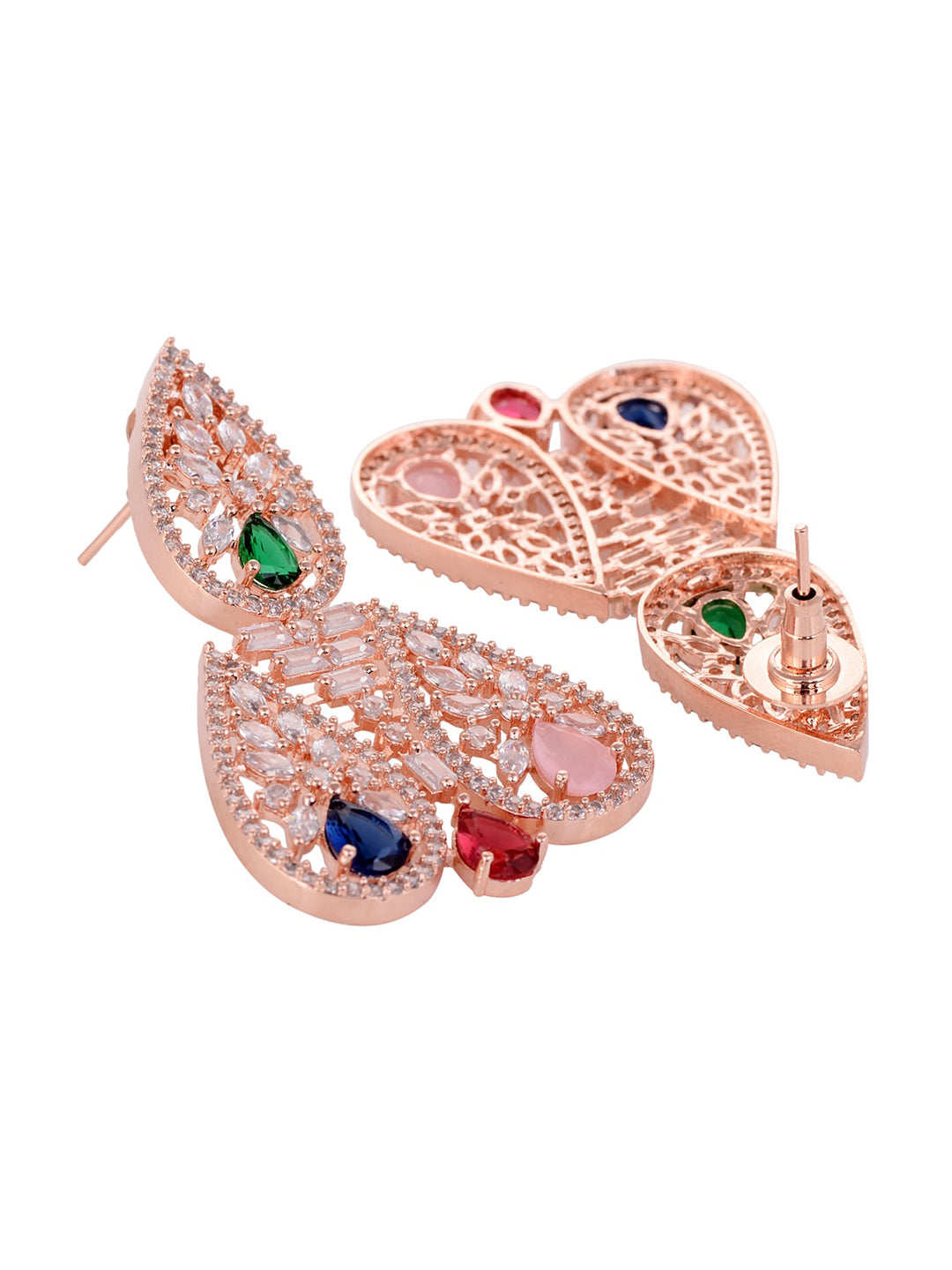 Saraf RS Jewellery Rose Gold-Plated White & Green AD-Studded Jewellery Set - Grab2buy