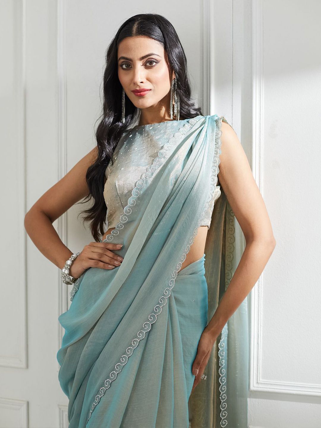 kasee Beads and Stones Pure Silk Saree