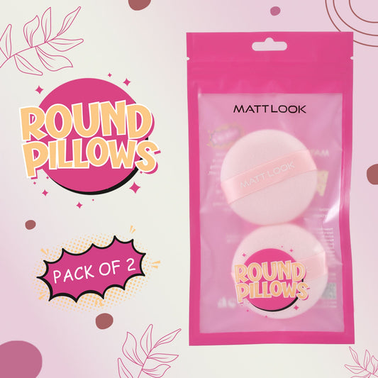 Matt Look Round Pillows Powder Pink Puff - Pack Of 2 
