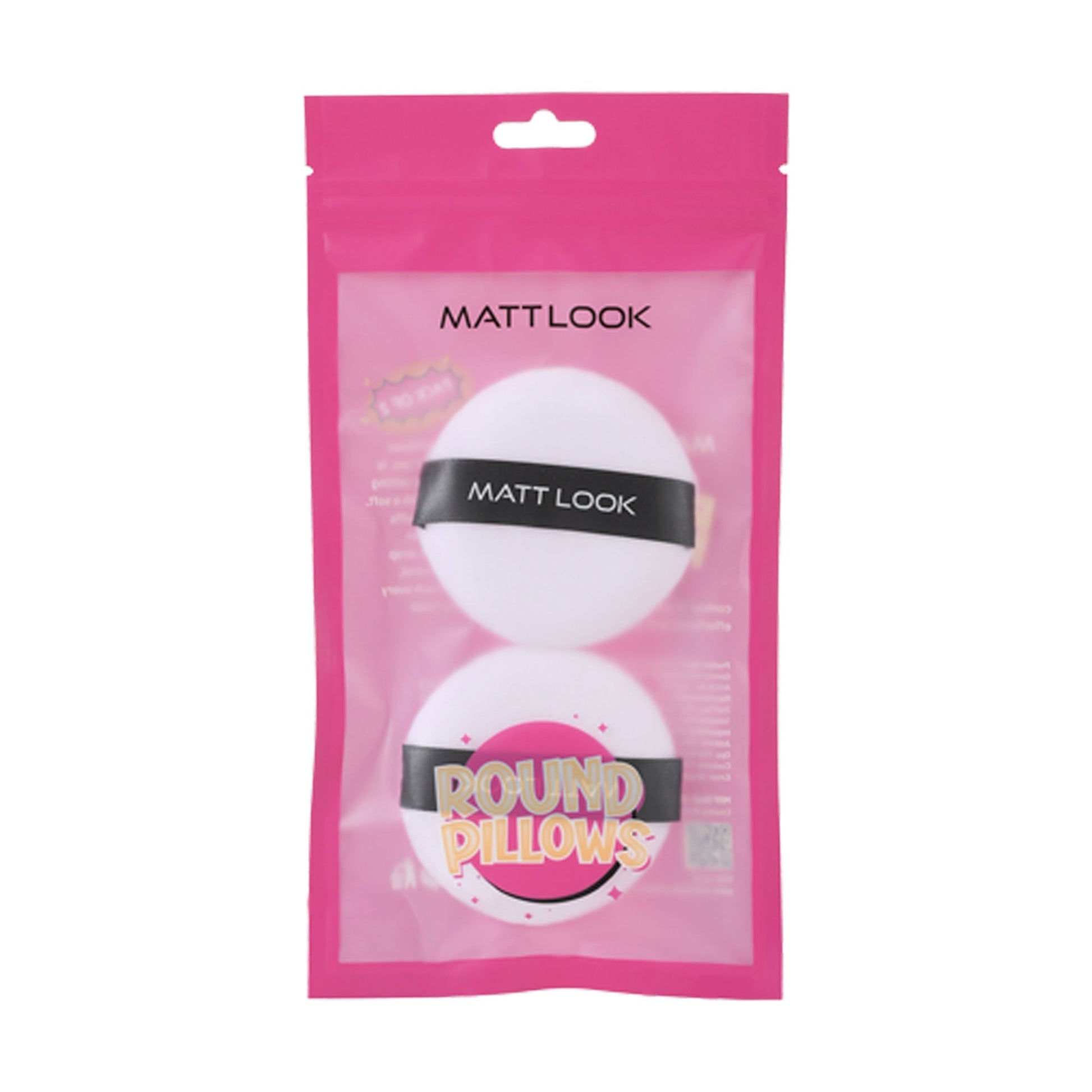 Matt Look Round Pillows Powder White Puff - Pack Of 2 