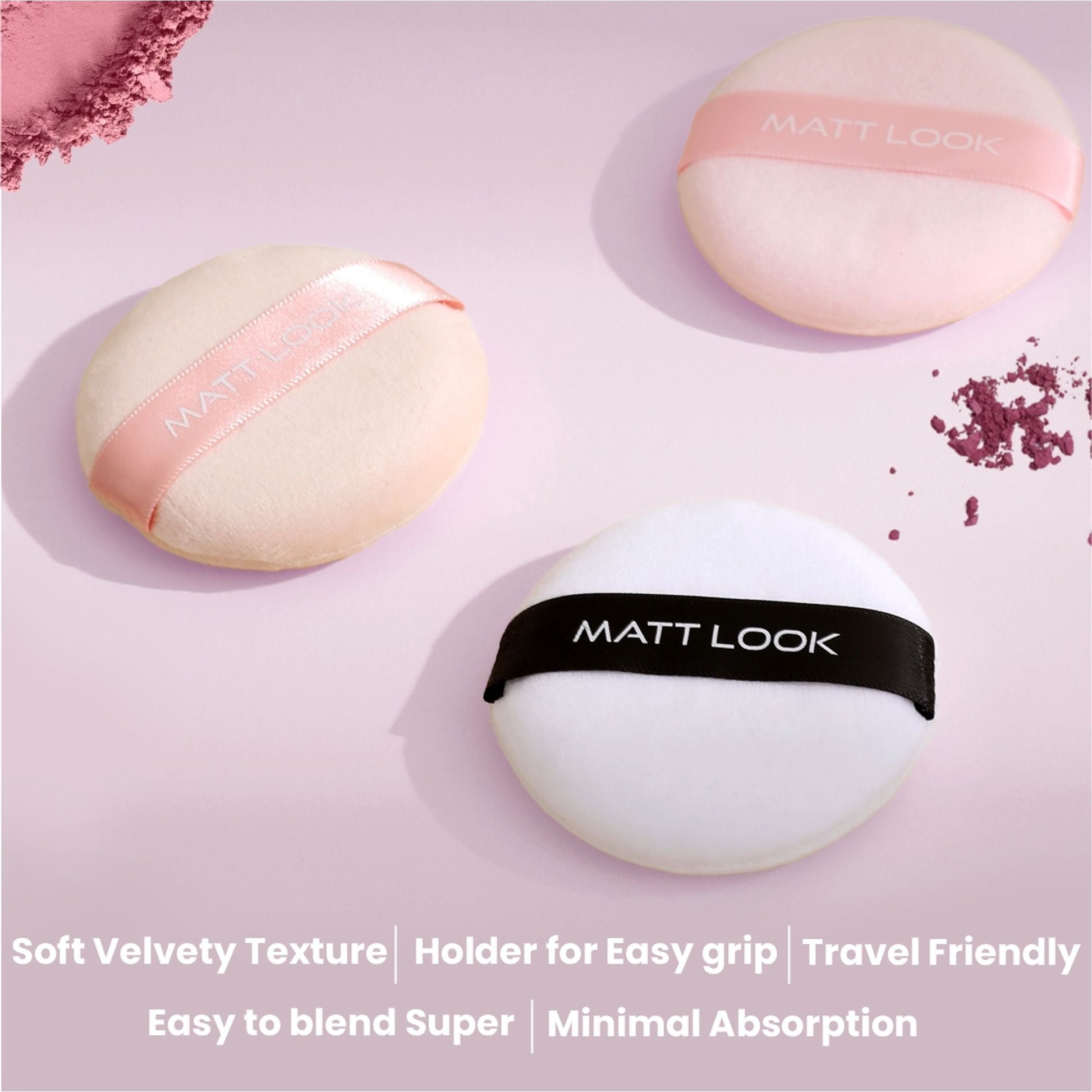 Matt Look Round Pillows Powder White Puff - Pack Of 2 