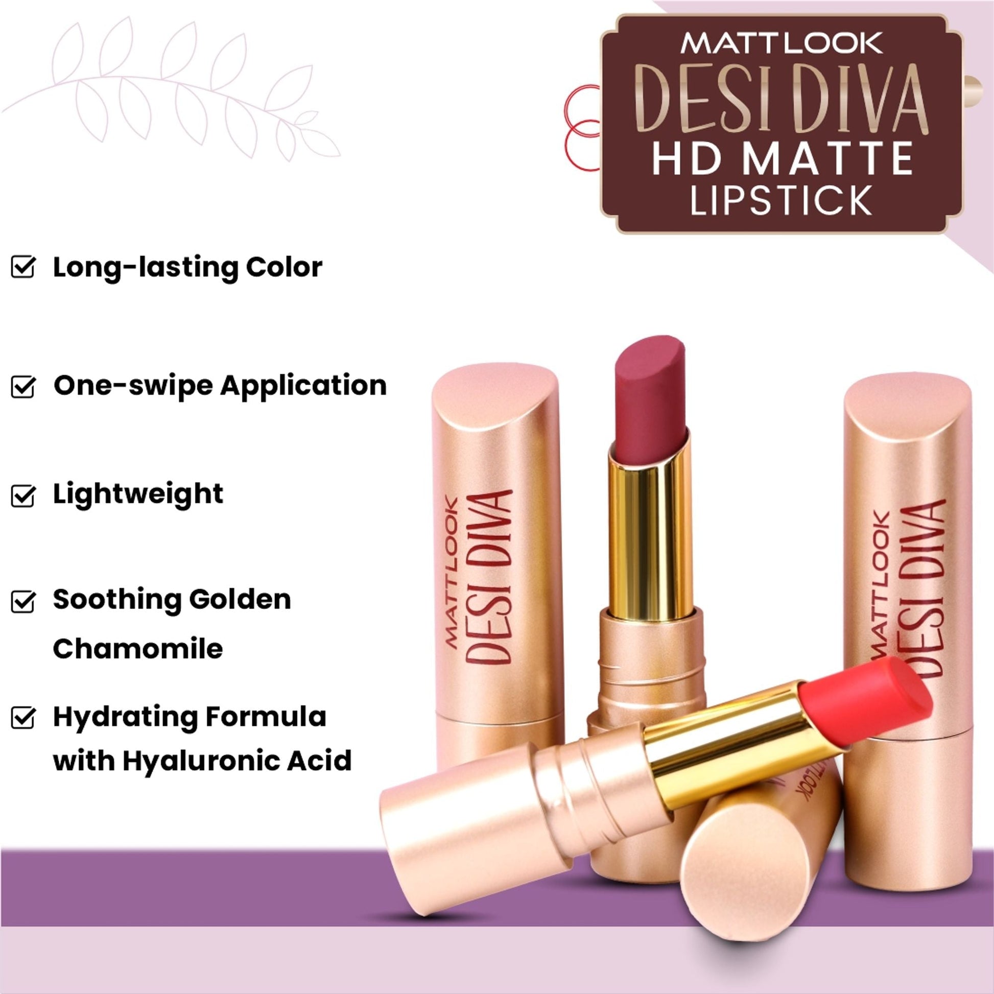 Matt Look Desi Diva HD Matte Lipstick - Plush Purple-15 