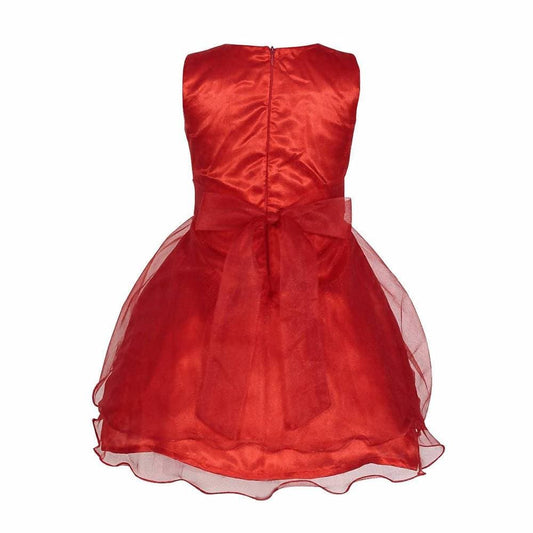 Asmaani Baby Girl's Red Color Satin Knee Length Frock (AS-DRESS_22140) - Grab2buy