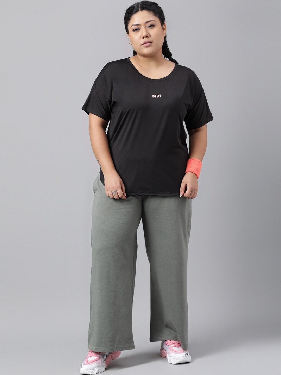 MKH Plus Size Drop Shoulder Sleeves Dri FIT Relaxed Fit Sports T-shirt 