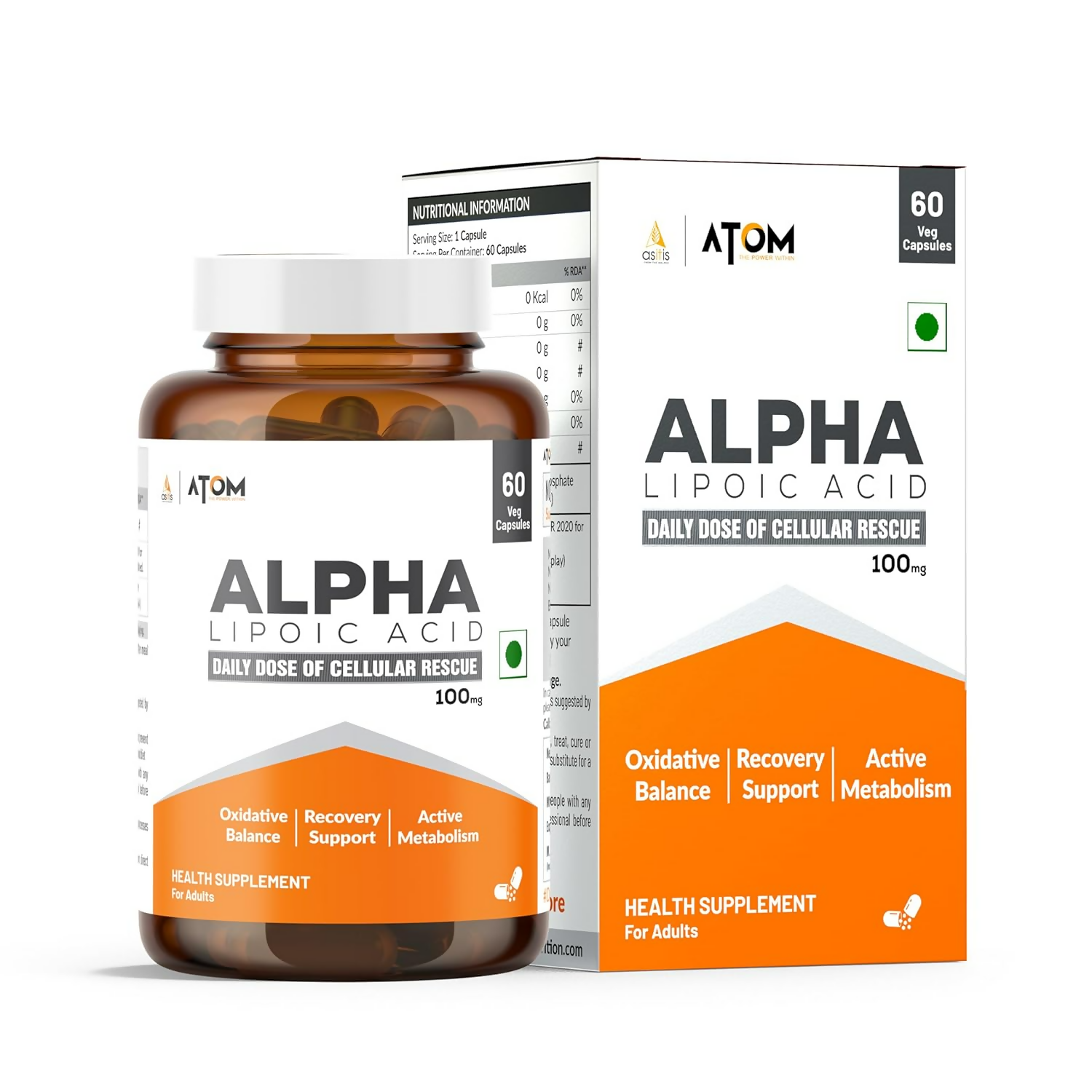 As-It-Is Atom Ala (Alpha Lipoic Acid) Veg Capsules 