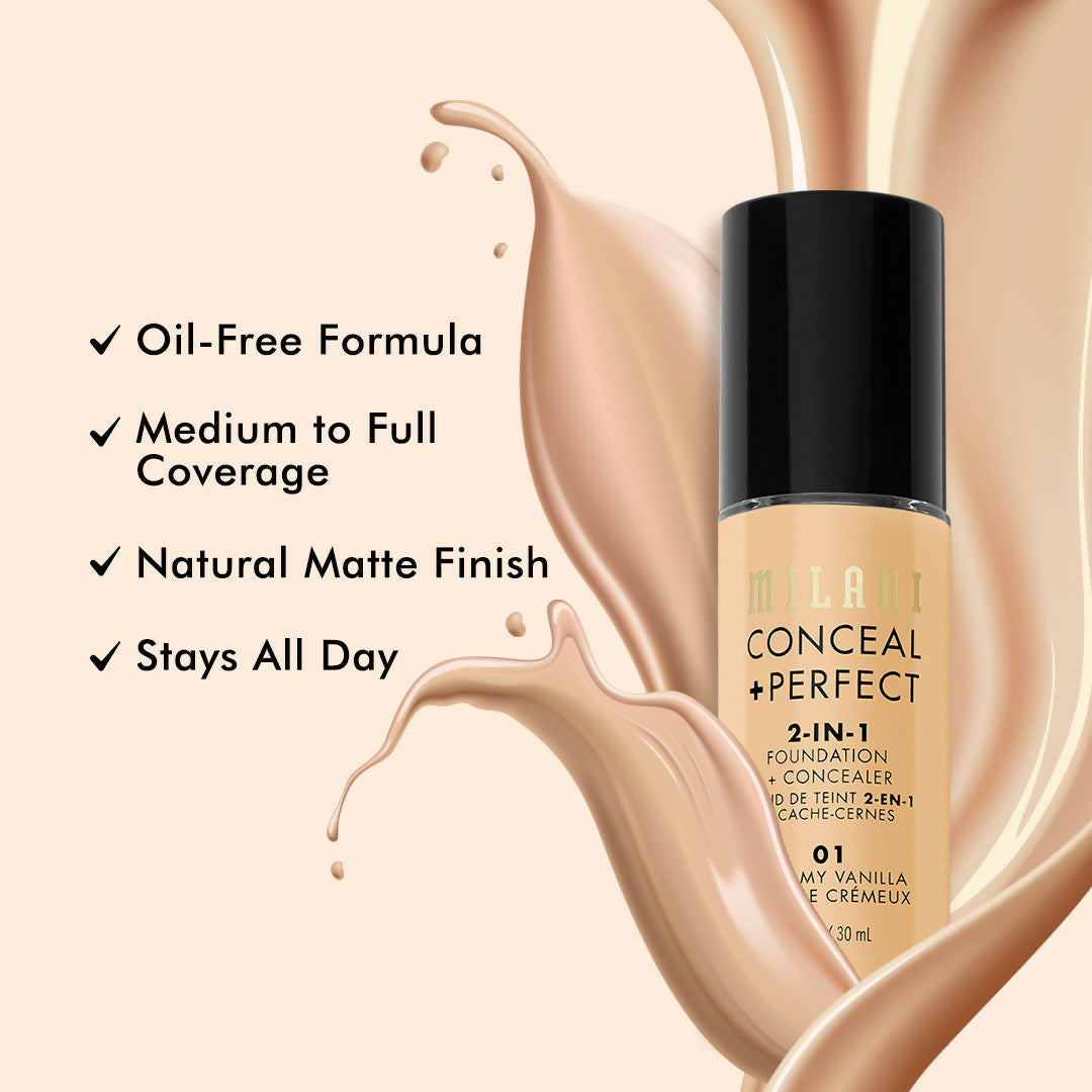 Milani Conceal + Perfect 2-In-1 Foundation + Concealer - 02 Natural | Swadesiicart