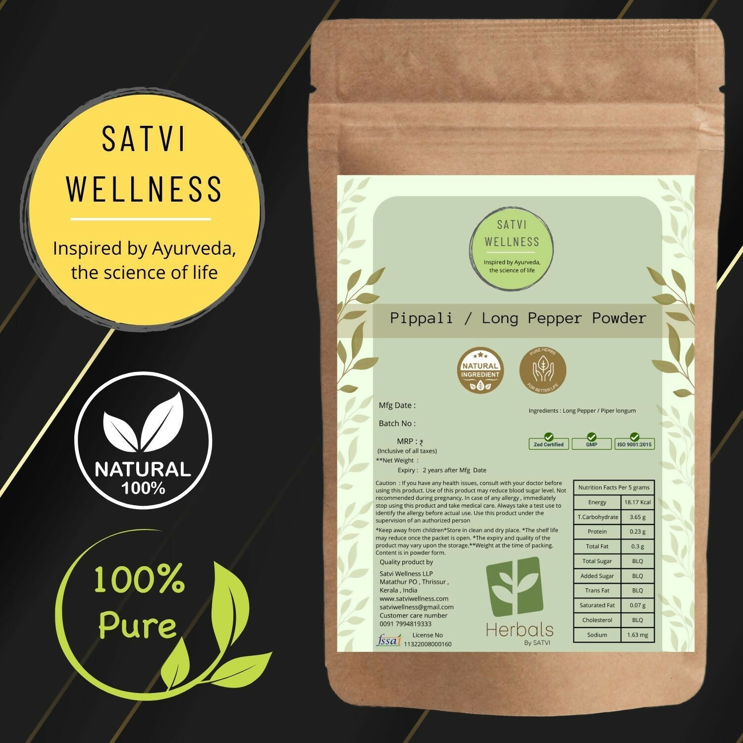 Satvi Wellness Pippali Powder | Kerala Pippali 