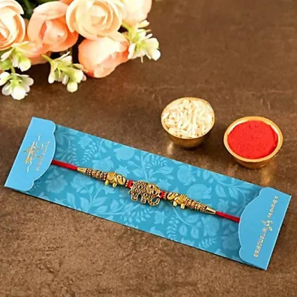 Ethnic Elephant Pearl Rakhi & Cadbury Temptations
