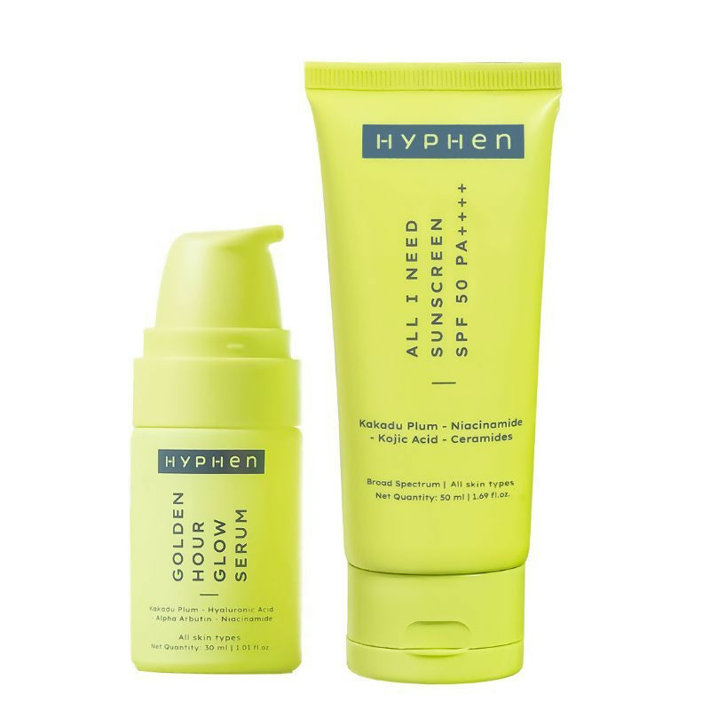Hyphen By Kriti Sanon Golden Hour Glow Serum & Sunscreen SPF 50 Combo 