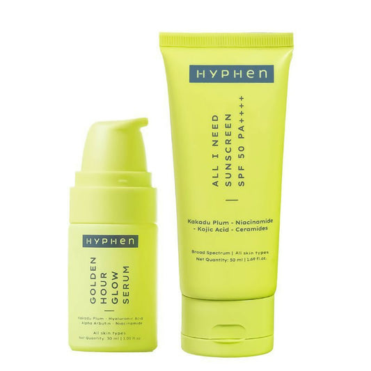 Hyphen By Kriti Sanon Golden Hour Glow Serum & Sunscreen SPF 50 Combo 