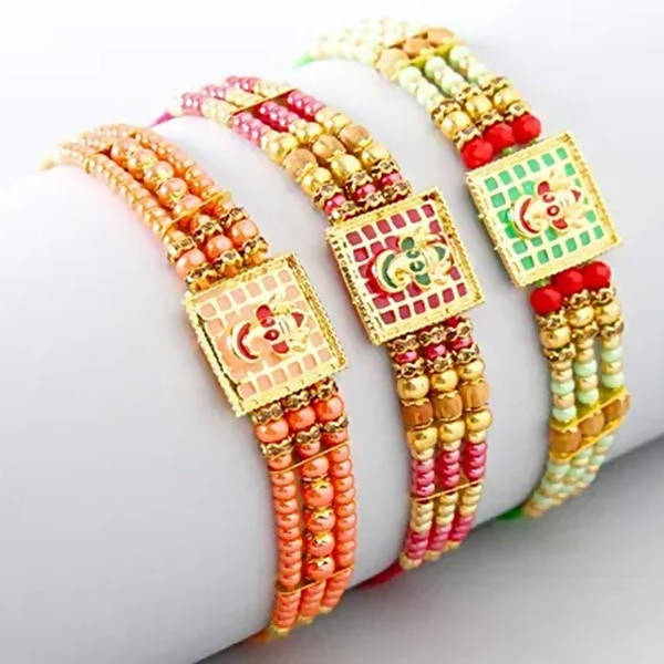 Set of 3 Meenakari Rakhi and Fruit N Nut Chocolates