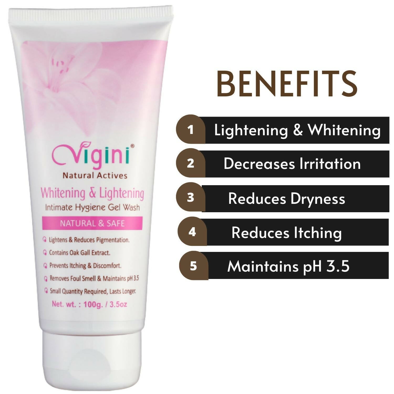 Vigini Natural Actives Vaginal Lightening Whitening Intimate Feminine Hygiene Gel Wash for Women - Grab2buy
