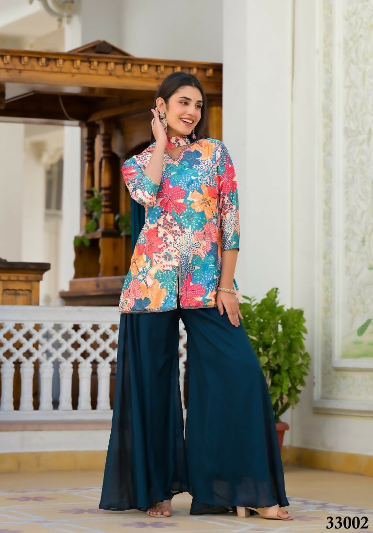 Designer Stylish Cream Dull satin Stitched Suit With Dupatta - Samya